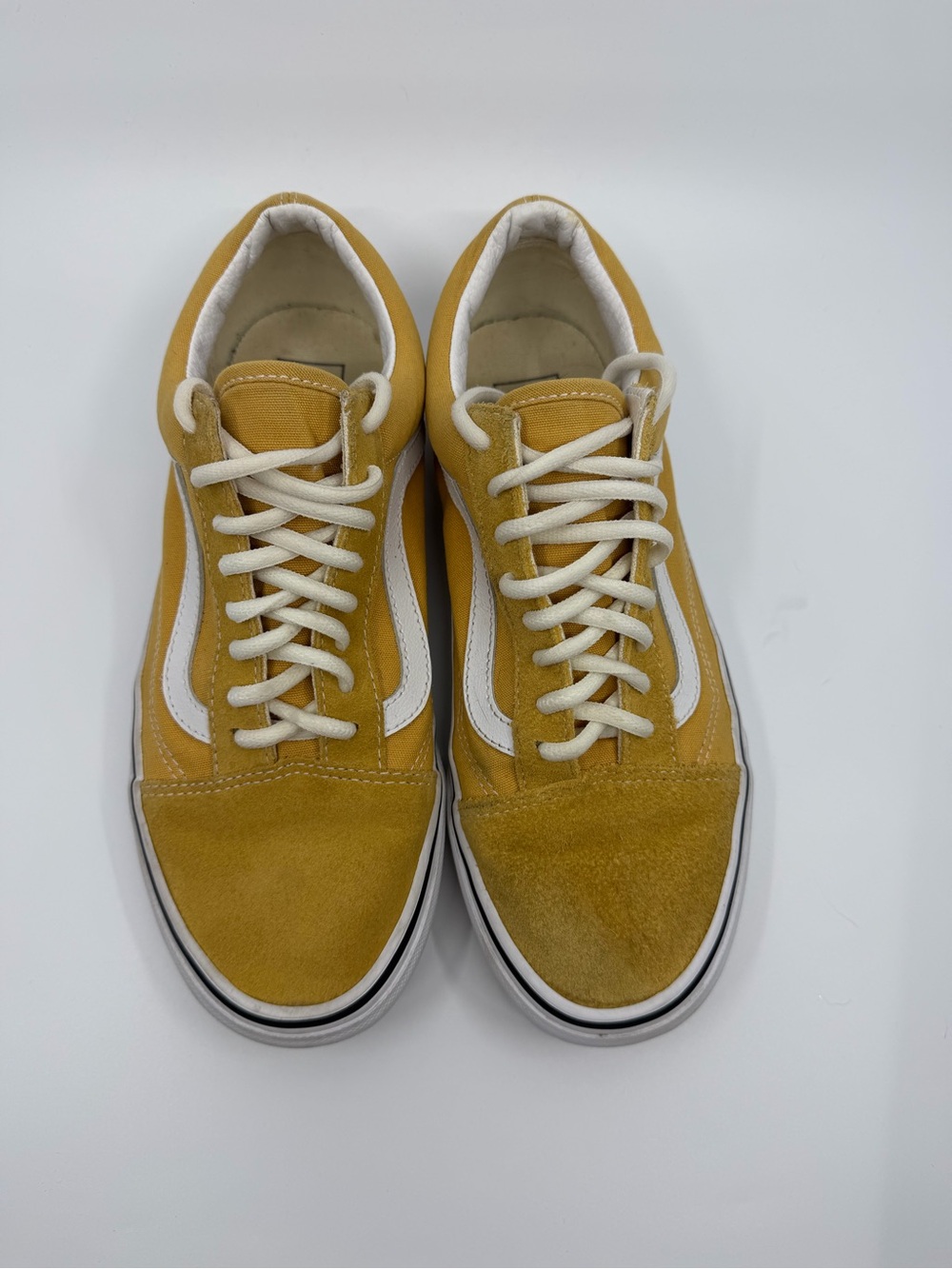 Vans Men's Yellow Suede Casual Sneakers with White Stripe
